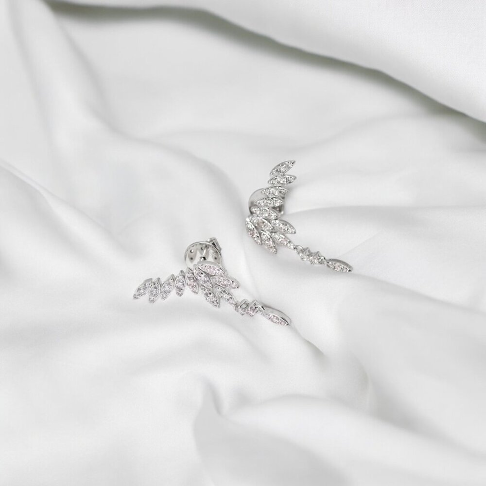 White Gold Winged Earrings